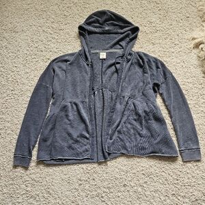Abercrombie and Fitch gray blue open front sweatshirt hooded cardigan